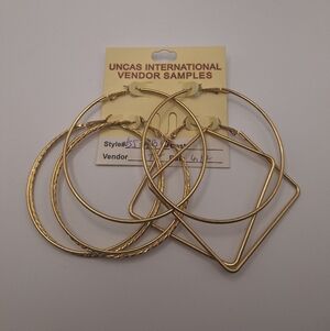 Gold Tone Statement Hoop Earring Bundle – Large & Geometric Styles (Vendor Sampl